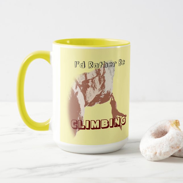 Caneca Eu Preferiria Ser um Mugi de Escalada (Com Donut)