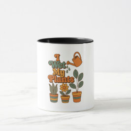 Caneca Eu Rego Minhas Plantas – Listras Retro dos Anos 70