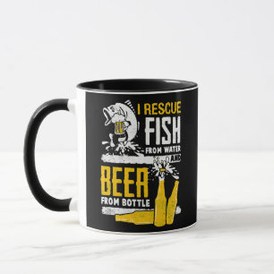 Caneca Eu Resgate Peixe De Água E Cerveja De Garrafa 