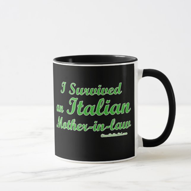 Caneca Eu sobrevivi a uma sogra italiana (Direita)