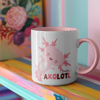Caneca Eu Sorrio Muito Kawaii Axolotl Personalizado