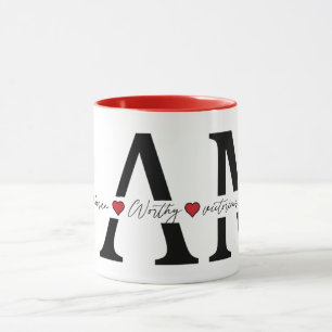 Caneca Eu sou Amado, Escolhido, Digno, Vitorioso, Suficie