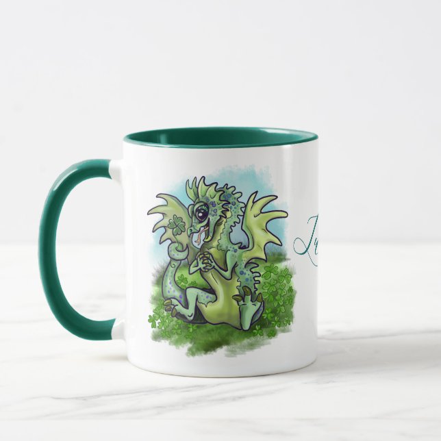 Caneca "Eu sou Sortudo" pequeno dragão trevo (Esquerda)