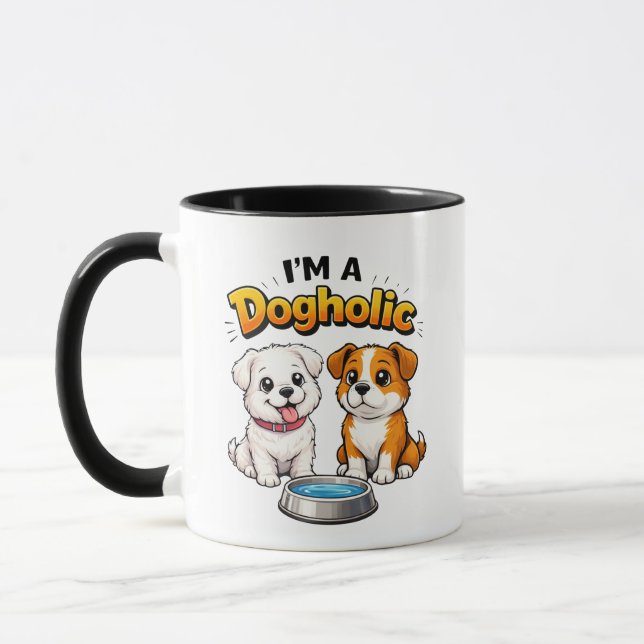 Caneca Eu Sou Um Dogholic Cachorrinhos Fofos (Esquerda)
