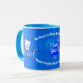 Caneca EU TE AMO com Stristeza Urso no Azul