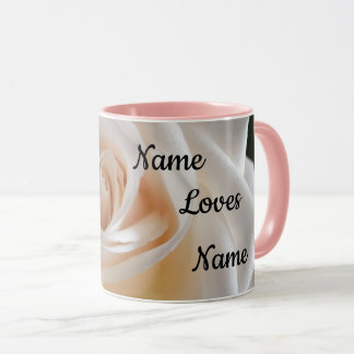 Caneca "Eu Te Amo" de Rosa Branca Personalizável