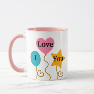 Caneca Eu Te Amo Mãe, Balões Adicionar Nome Personalizado