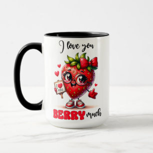 Caneca Eu te amo muito doce presente de morango