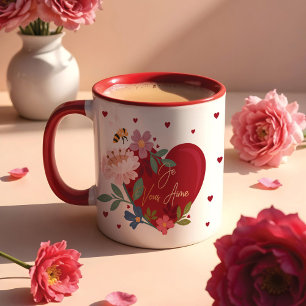 Caneca Eu Te Amo Namorados Florais Monograma De Coração V