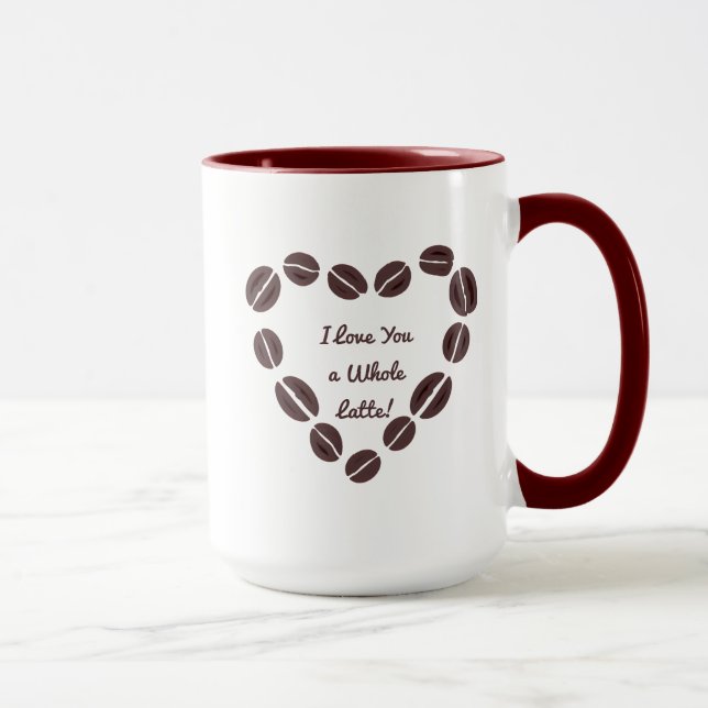 Caneca Eu te amo um coração de café inteiro (Direita)