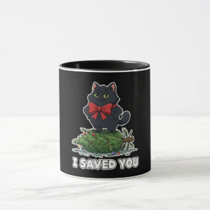 Caneca "Eu te Salvei" Árvore de Natal Divertida de Gato P