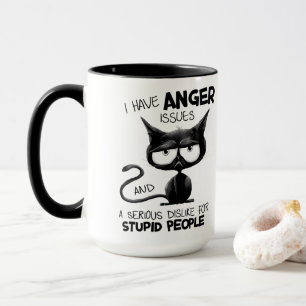 Caneca Eu Tenho Problemas de Raiva Presente Divertido par