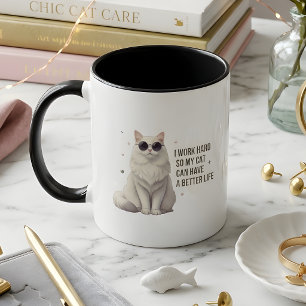 Caneca Eu Trabalho Duro Para Que Meu Gato Tenha Um