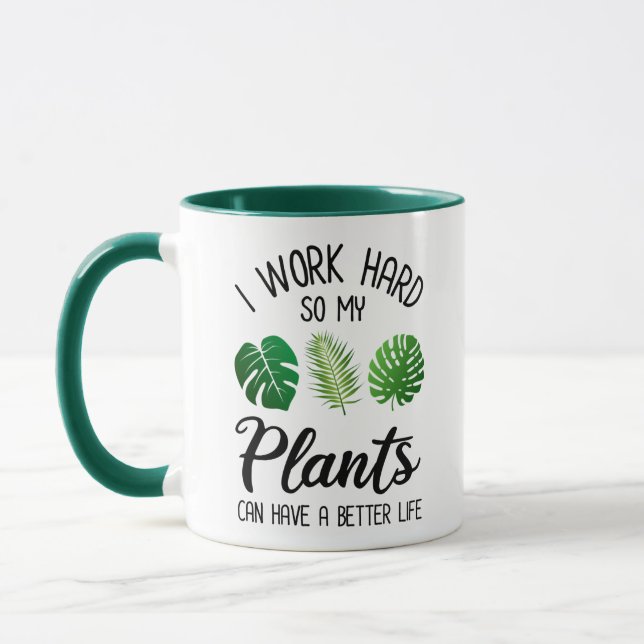 Caneca Eu Trabalho Duro Para Que Minhas Plantas Possam Te (Esquerda)