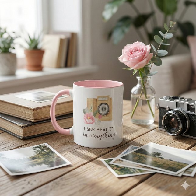 Caneca Eu Vejo Beleza Em Tudo Mug Fotografador (Encourage others to see the beauty in everything with this beautiful photographer mug! )