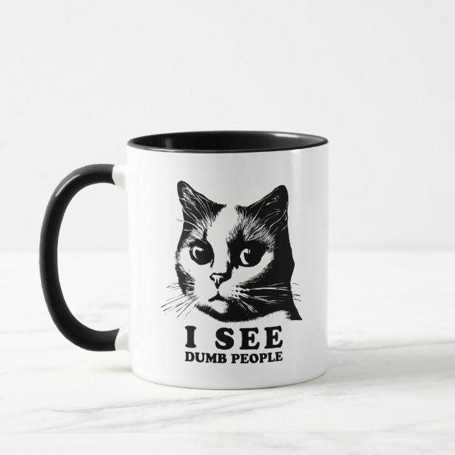 Caneca Eu vejo Pessoas de lixo | Gato Engraçado (Esquerda)