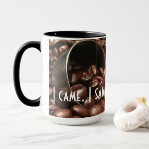 Caneca Eu vim, mim vi, mim bebi feijões do café com