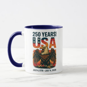 Caneca EUA 250 Anos - Águia Bald Patriótica 4 de julho de