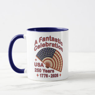Caneca EUA 250 Anos Design de Leque Patriótico – 1776-202