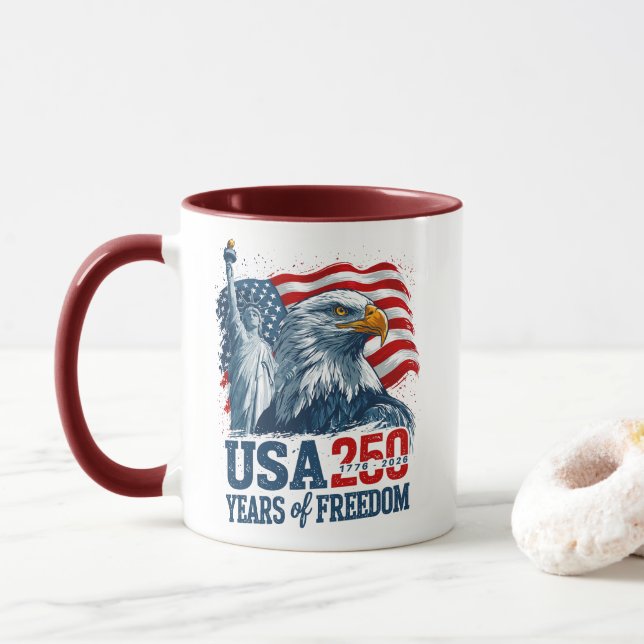Caneca EUA 250 Semiquincentenário da América Liberdade &  (Com Donut)