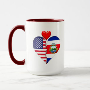 Caneca EUA Costa Rica Bandeiras Coração Hispano-Heritage