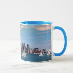 Caneca EUA, Massachusetts. Vista aérea da orla marítima d