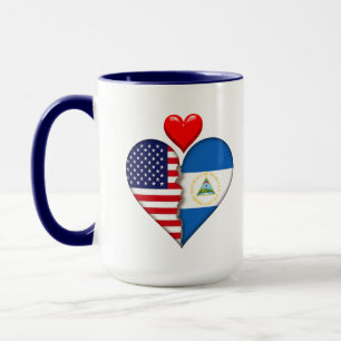 Caneca EUA Nicarágua Corações bandeiras Herança Hispânica