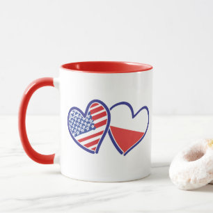 CANECA EUA-POLONÊS-FLAG-HEARTS