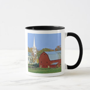 Caneca EUA, Vermont, Peacham. Um celeiro vermelho e branc