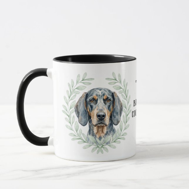 Caneca Eucalyptus Wreath Bluetick Coonhound Monogram (Esquerda)