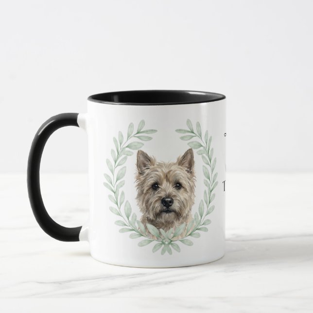 Caneca Eucalyptus Wreath Cairn Terrier Dog Monogram (Esquerda)