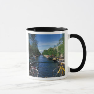 Caneca Europa, Holanda, Amsterdã, bicicleta amarela e