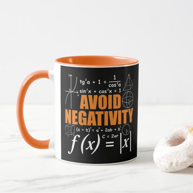 Caneca Evite Negatividade Matemática Divertida Professor  (Com Donut)