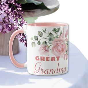 Caneca Excelente Vovó Ano Estabelecido Rosas Rosa Persona