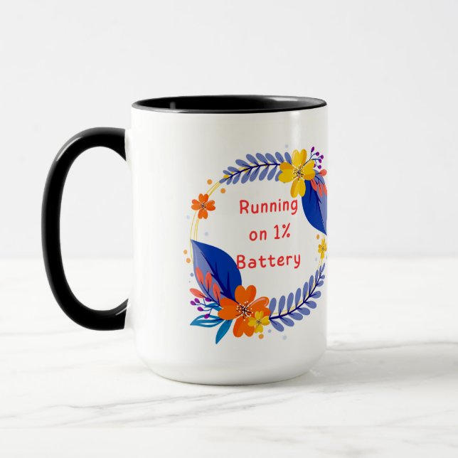 Caneca Executando com bateria de 1% - Fabuloso engraçado (Esquerda)