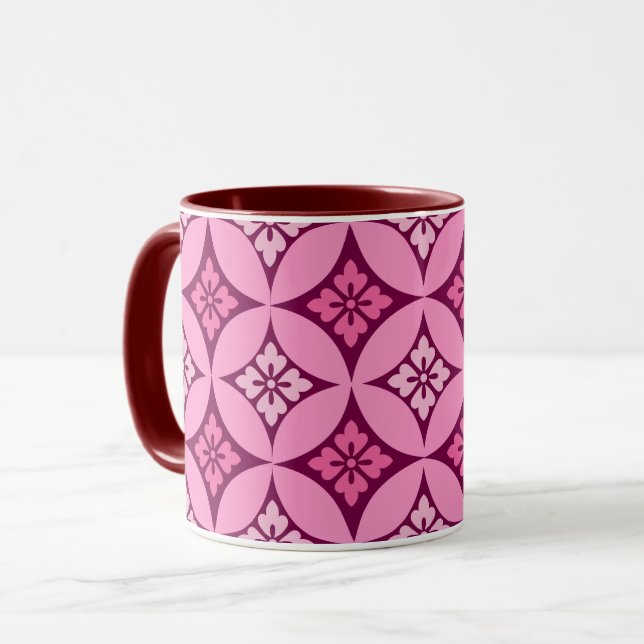 Caneca Expedição com Motif Flor, Rosa e Borgonha (Frente Esquerda)