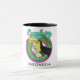 Caneca explorar logotipo de viagem Samosir indonesia