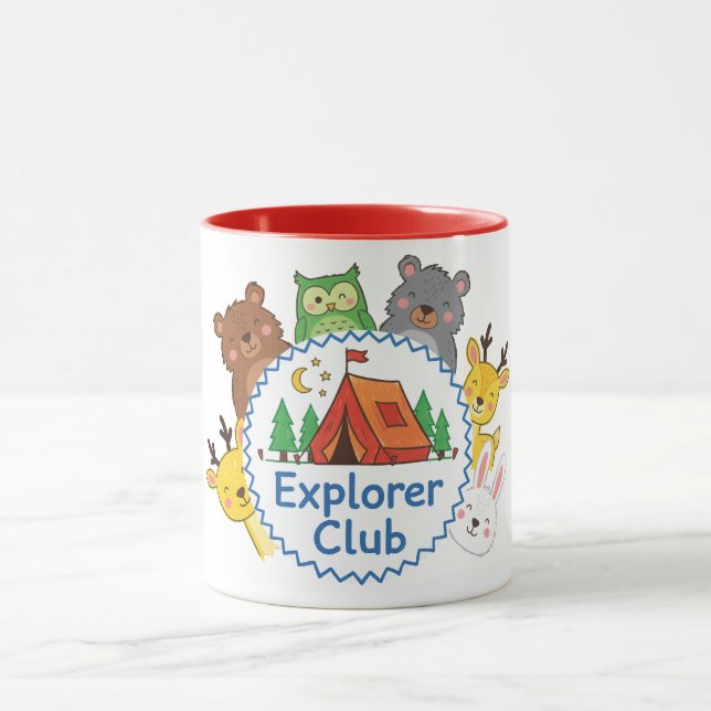 Caneca Explorer Club Kids Camping Animal Art (Centro)
