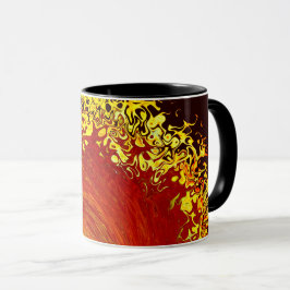 Caneca Explosão solar padrão de abstrato cor laranja-alar