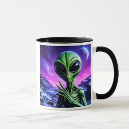 Caneca Extraterrestre énigmatique sous un ciel cosmique.