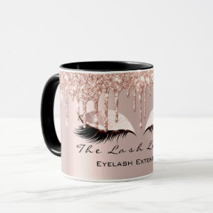 Caneca Eyelash Extenção Beauty Studio Rosa Spark Glitter