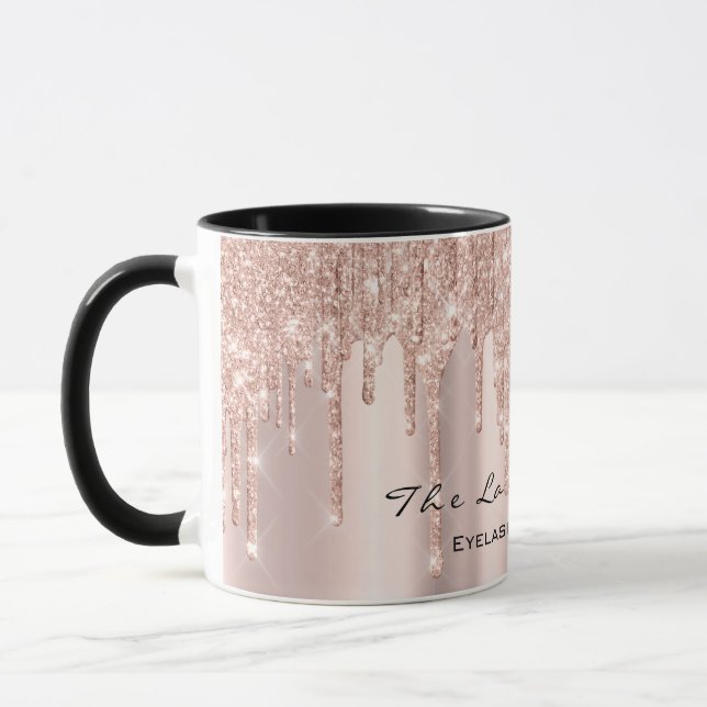 Caneca Eyelash Extenção Beauty Studio Rosa Spark Glitter (Esquerda)