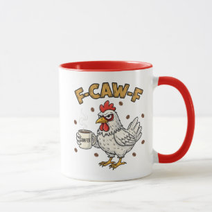 Caneca F-CAW-F Amante de Café Frango, Pássaro Divertido F