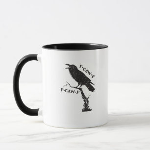 Caneca F-Caw-F Corvo Trocadilho Pássaro Engraçado Grunge