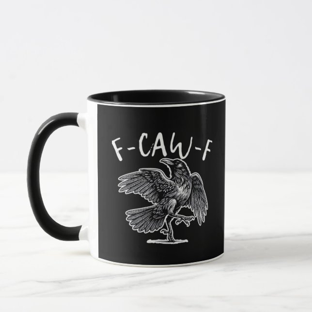 Caneca F-Caw-F Crow Gothic Humor Funny (Esquerda)