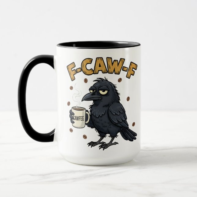Caneca F-CAW-F Crow Mug | Funny F Caw F Coffee Mug  (Esquerda)