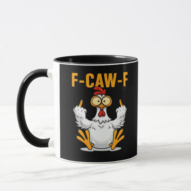 Caneca F-Caw-F Frango Clássico Divertido Moderno (Esquerda)