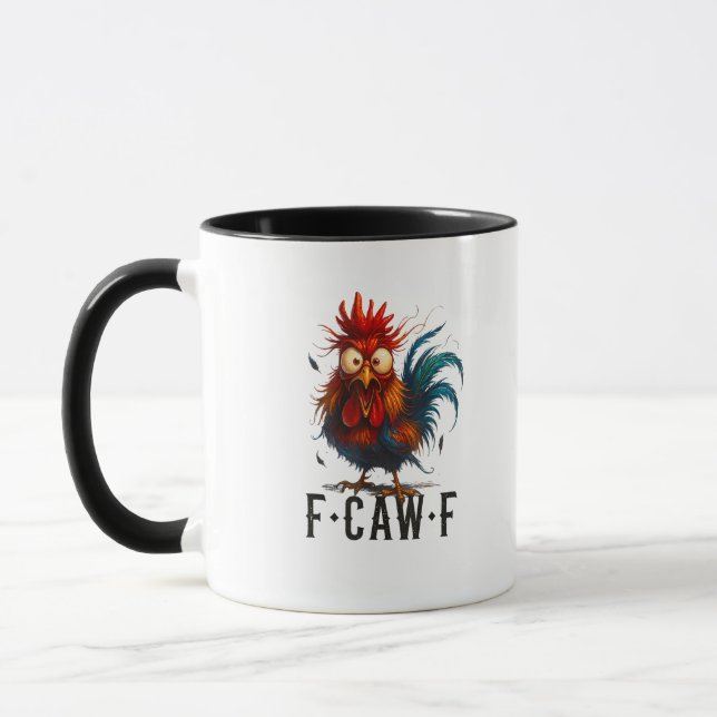 Caneca F-Caw-F Frango Galo Meme Engraçado (Esquerda)