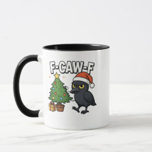 Caneca F-caw-f Natal Raven Crow Xmas Memória de Árvore
