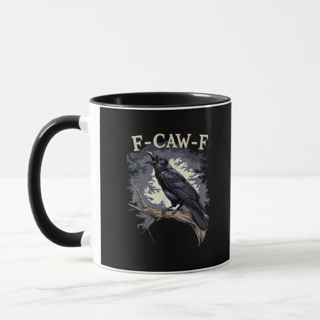 Caneca F Caw F Pássaro Engraçado Corvo Design Criativo Ca (Esquerda)